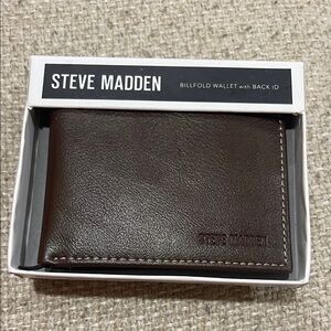 Steve Madden Dark Brown Billfold Wallet with back ID